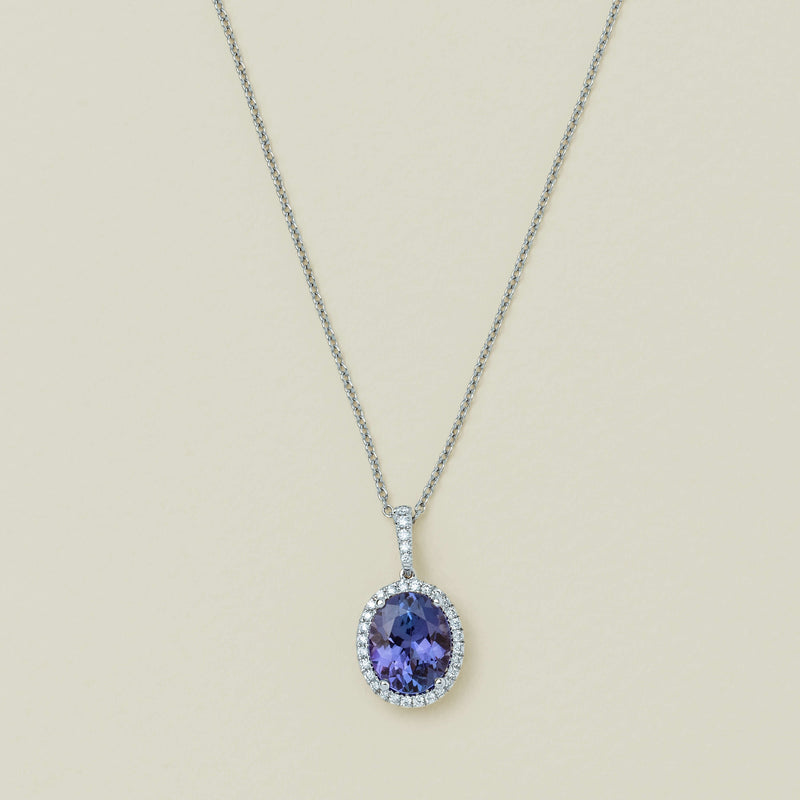 18ct White Gold 2.76ct Tanzanite & Diamond Sierra Pendant - Necklace - Walker & Hall