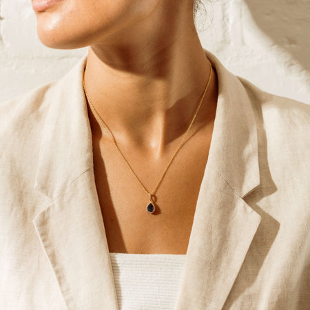 18ct Yellow Gold 1.33ct Teal Sapphire & Diamond Sierra Pendant - Necklace - Walker & Hall