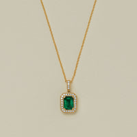 18ct Yellow Gold 1.64ct Emerald & Diamond Empire Pendant - Necklace - Walker & Hall