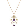 Vintage 9ct Rose Gold Amethyst, Peridot & Pearl Pendant - Necklace - Walker & Hall