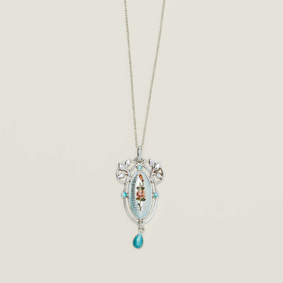 Deja Vu Sterling Silver Enamelled Art Nouveau Style Pendant - Necklace - Walker & Hall