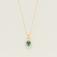 18ct Yellow Gold 1.23ct Emerald & Diamond Belle Pendant - Necklace - Walker & Hall