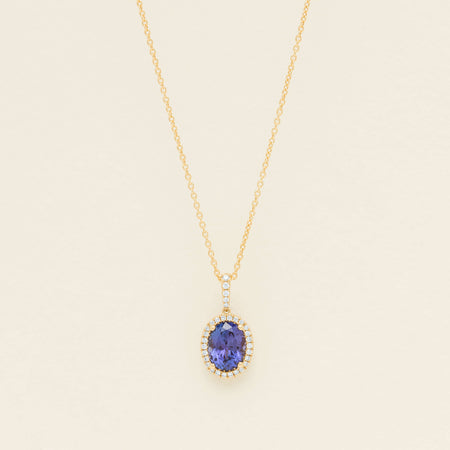 18ct Yellow Gold 2.03ct Tanzanite & Diamond Sierra Pendant - Necklace - Walker & Hall