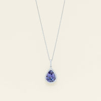 18ct White Gold 4.22ct Tanzanite & Diamond Sierra Pendant - Necklace - Walker & Hall