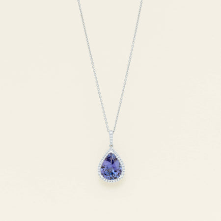 18ct White Gold 4.22ct Tanzanite & Diamond Sierra Pendant - Necklace - Walker & Hall