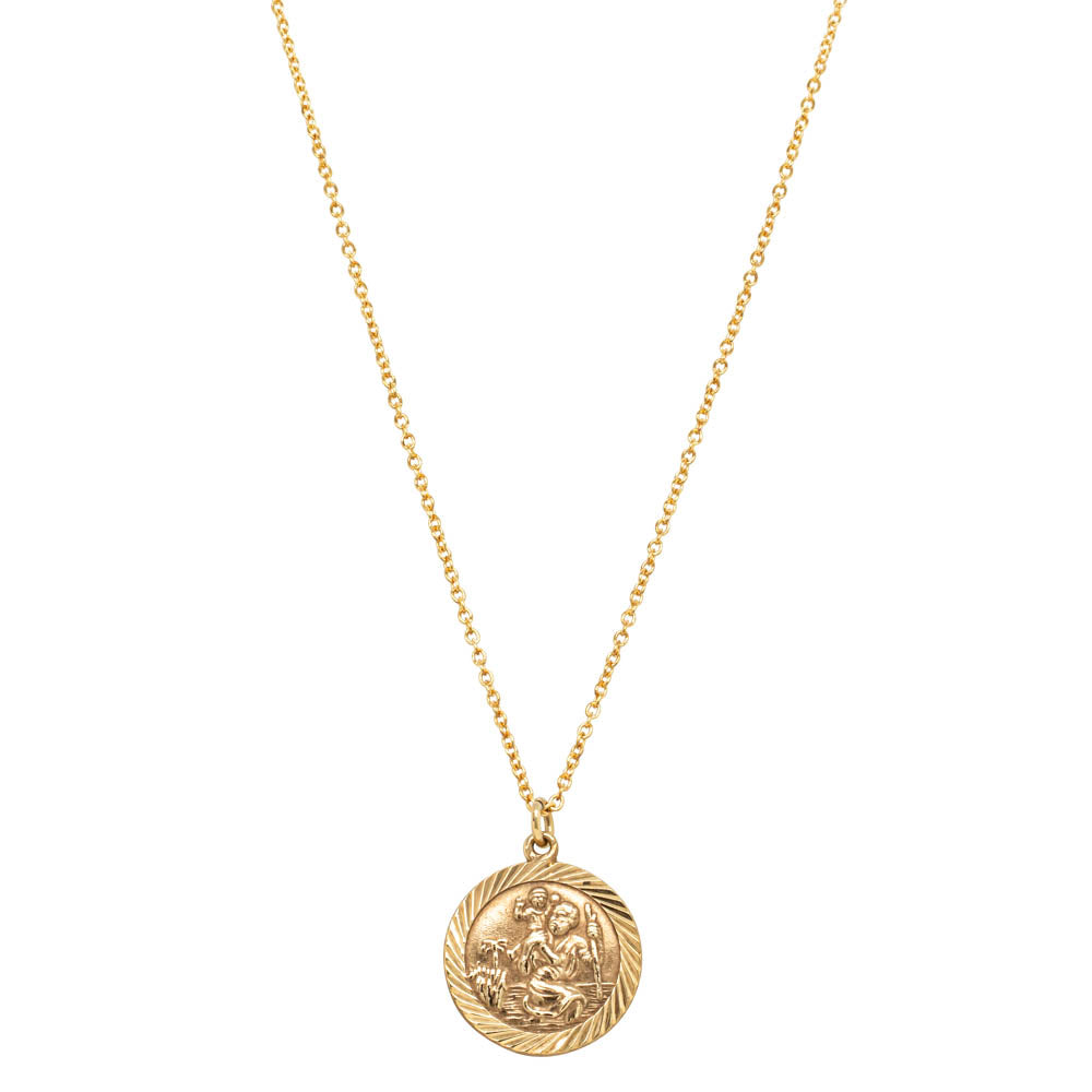 FJ 18K Yellow Gold Medium Saint Christopher Square Pendant With 24 Inch  Chain For Him : Clothing, Shoes & Jewelry - Amazon.com