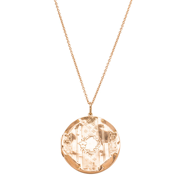 Vintage 9ct Rose Gold Round Locket - Necklace - Walker & Hall