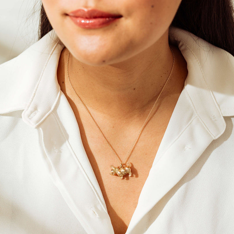 Deja Vu 9ct Yellow Gold Schnauzer Dog Charm - Necklace - Walker & Hall