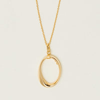 9ct Yellow Gold Oval Ribbon Pendant with Chain - Necklace - Walker & Hall