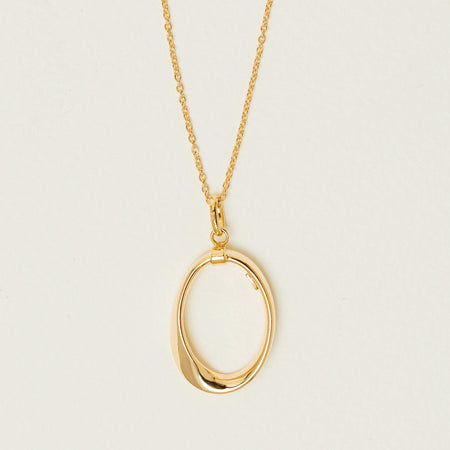 9ct Yellow Gold Oval Ribbon Pendant with Chain - Necklace - Walker & Hall