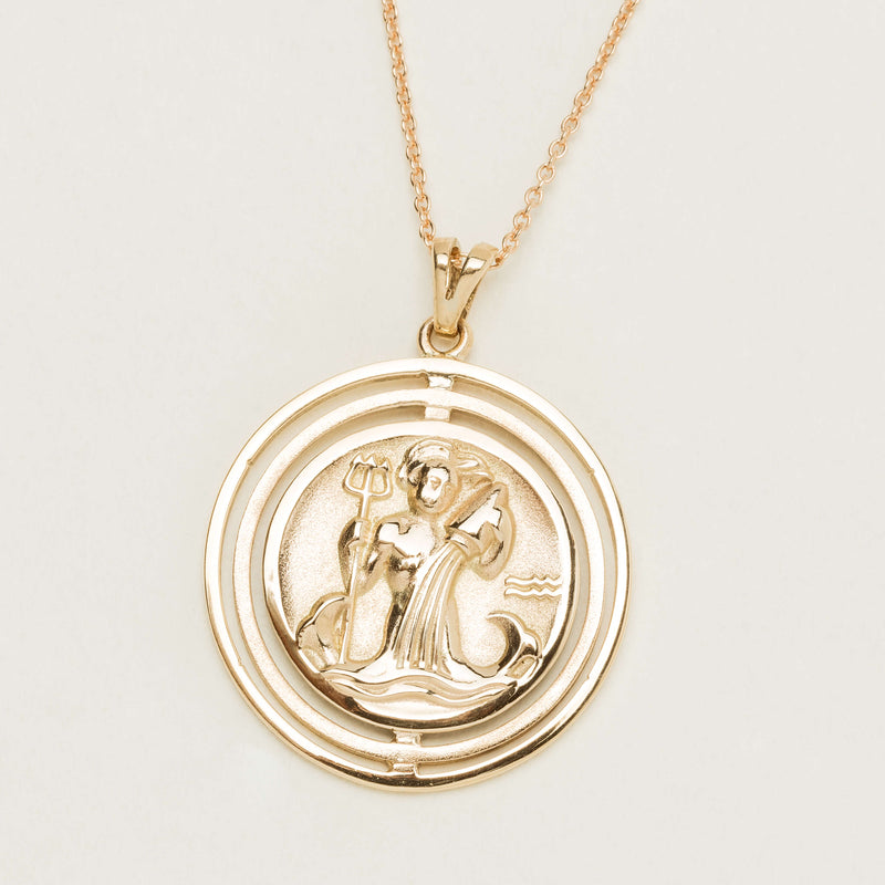 Deja Vu 9ct Yellow Gold Neptune Pendant with Chain - Necklace - Walker & Hall