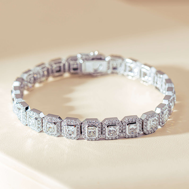 18ct White Gold 10.72ct Radiant Cut Diamond Isla Bracelet - Bracelet - Walker & Hall