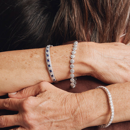 18ct White Gold Sapphire & Diamond Cecelia Bangle-Bracelet-Walker & Hall