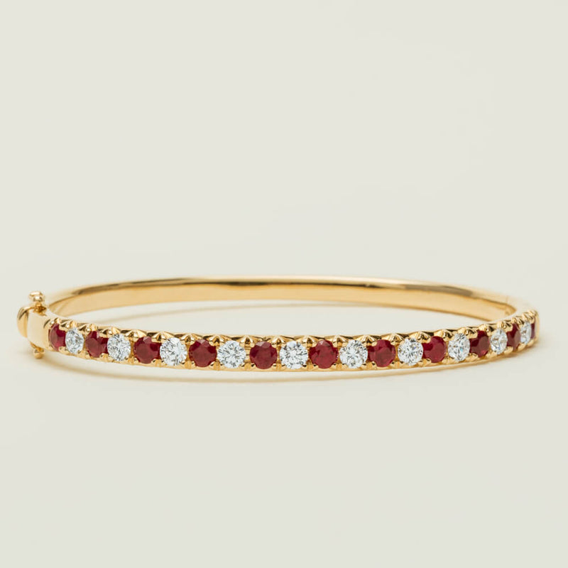 18ct Yellow Gold Ruby & Diamond Comet Bangle - Bracelet - Walker & Hall