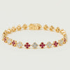 18ct Yellow Gold 2.08ct Ruby & Diamond Quatrefoil Bracelet - Bracelet - Walker & Hall