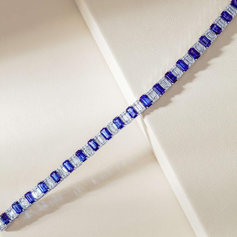 18ct White Gold 9.14ct Sapphire & Diamond Bracelet - Bracelet - Walker & Hall