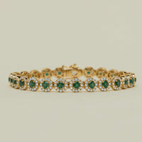 18ct Yellow Gold 3.04ct Emerald & Diamond Eclipse Bracelet - Bracelet - Walker & Hall