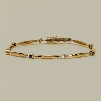 18ct Yellow Gold Sapphire & Diamond Cadenza Bracelet - Bracelet - Walker & Hall