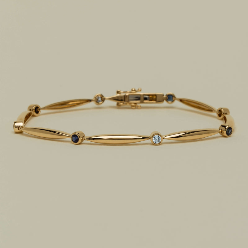 18ct Yellow Gold Sapphire & Diamond Cadenza Bracelet - Bracelet - Walker & Hall