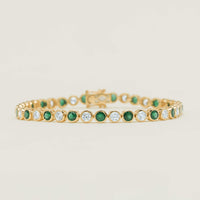 18ct Yellow Gold Emerald & Diamond Natalia Bracelet - Bracelet - Walker & Hall