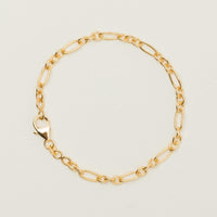 9ct Yellow Gold Oval Figaro Bracelet - Bracelet - Walker & Hall