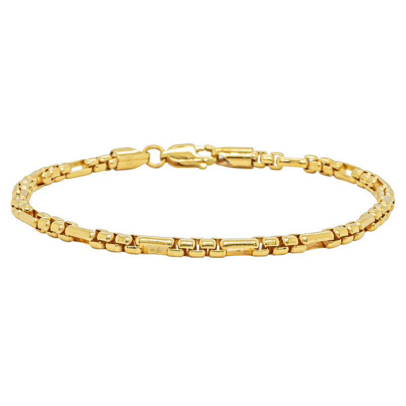 9ct Yellow Gold Square Figaro Bracelet - Bracelet - Walker & Hall