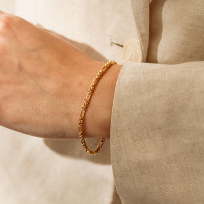 9ct Yellow Gold Square Figaro Bracelet - Bracelet - Walker & Hall