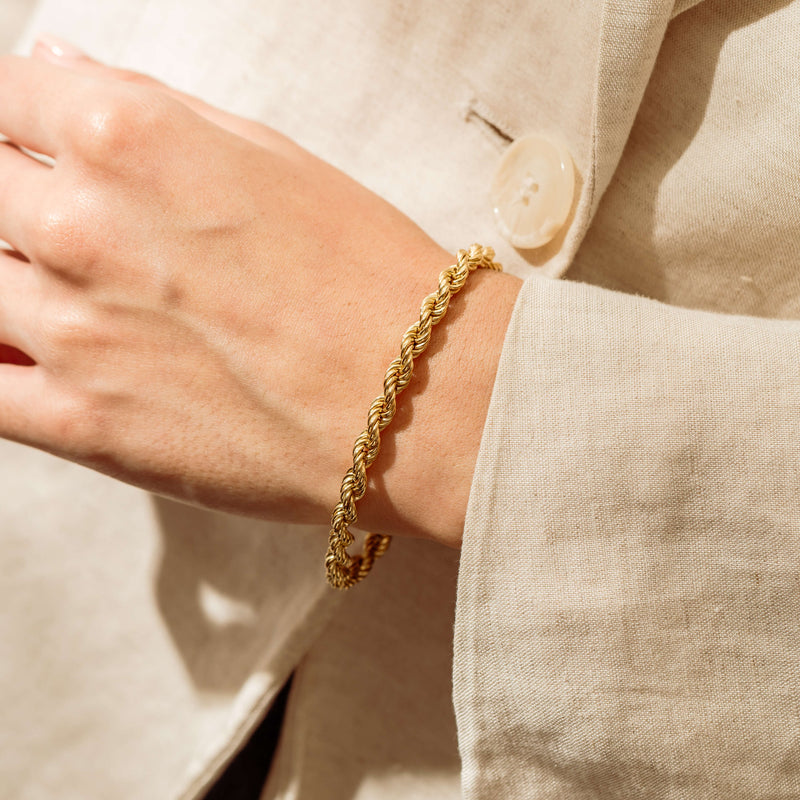 Deja Vu 18ct Yellow Gold Hollow Twist Link Bracelet - Bracelet - Walker & Hall