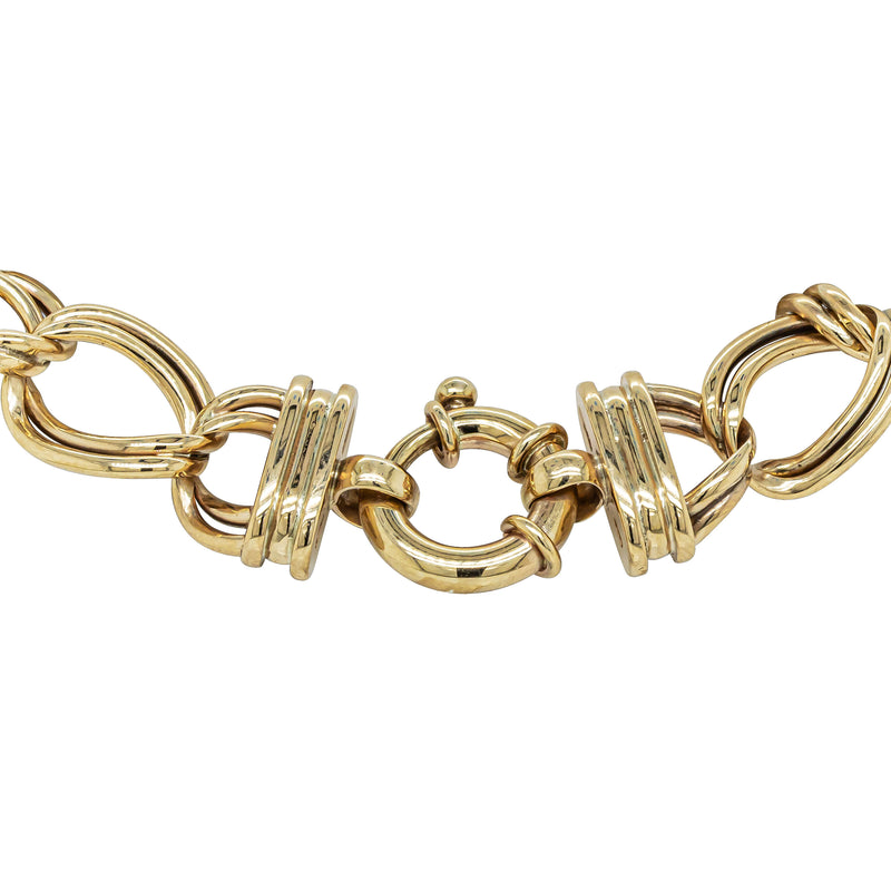 Vintage 9ct Yellow Gold Open Double Curb Link Bracelet - Bracelet - Walker & Hall