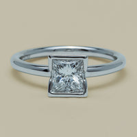 18ct White Gold 1.01ct Reclaimed Princess-Cut Diamond Elle Ring - Ring - Walker & Hall