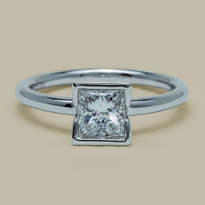 18ct White Gold 1.01ct Reclaimed Princess-Cut Diamond Elle Ring - Ring - Walker & Hall