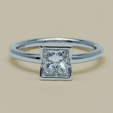 18ct White Gold 1.01ct Reclaimed Princess-Cut Diamond Elle Ring - Ring - Walker & Hall
