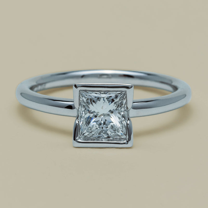 18ct White Gold 1.01ct Reclaimed Princess-Cut Diamond Elle Ring - Ring - Walker & Hall