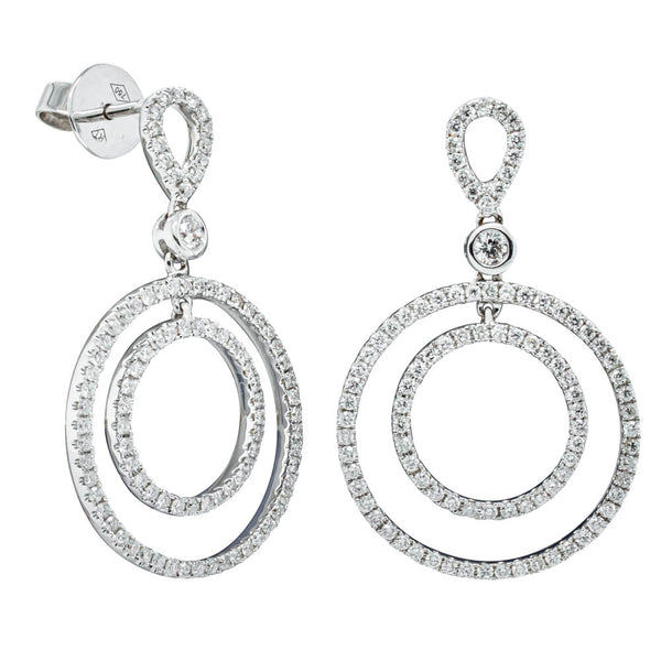 18ct White Gold 1.03ct Diamond Circle Earrings - Earrings - Walker & Hall