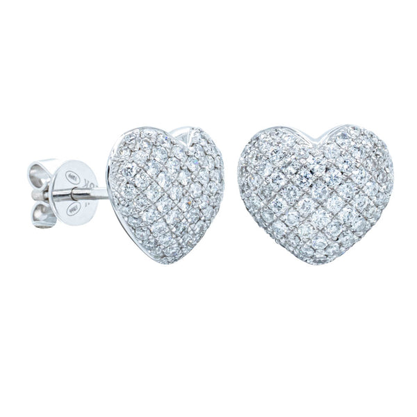 18ct White Gold .80ct Diamond Heart Studs - Earrings - Walker & Hall