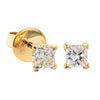 18ct Yellow Gold .86ct Princess Cut Diamond Blossom Stud Earrings - Earrings - Walker & Hall