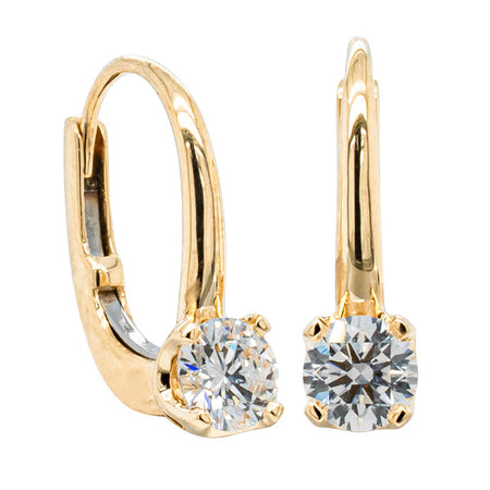 18ct Yellow Gold .60ct Diamond Blossom Hook Earrings-Earrings-Walker & Hall