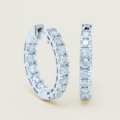 18ct White Gold 2.00ct Diamond Jubilee Hoop Earrings - Earrings - Walker & Hall