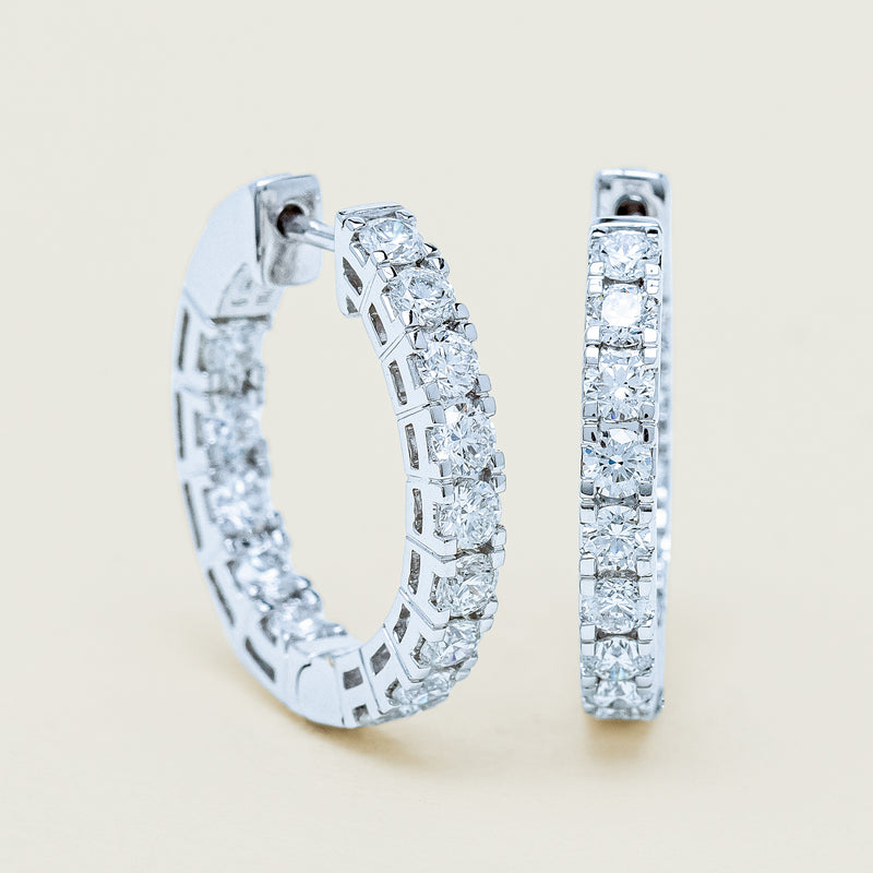 18ct White Gold 2.00ct Diamond Jubilee Hoop Earrings - Earrings - Walker & Hall