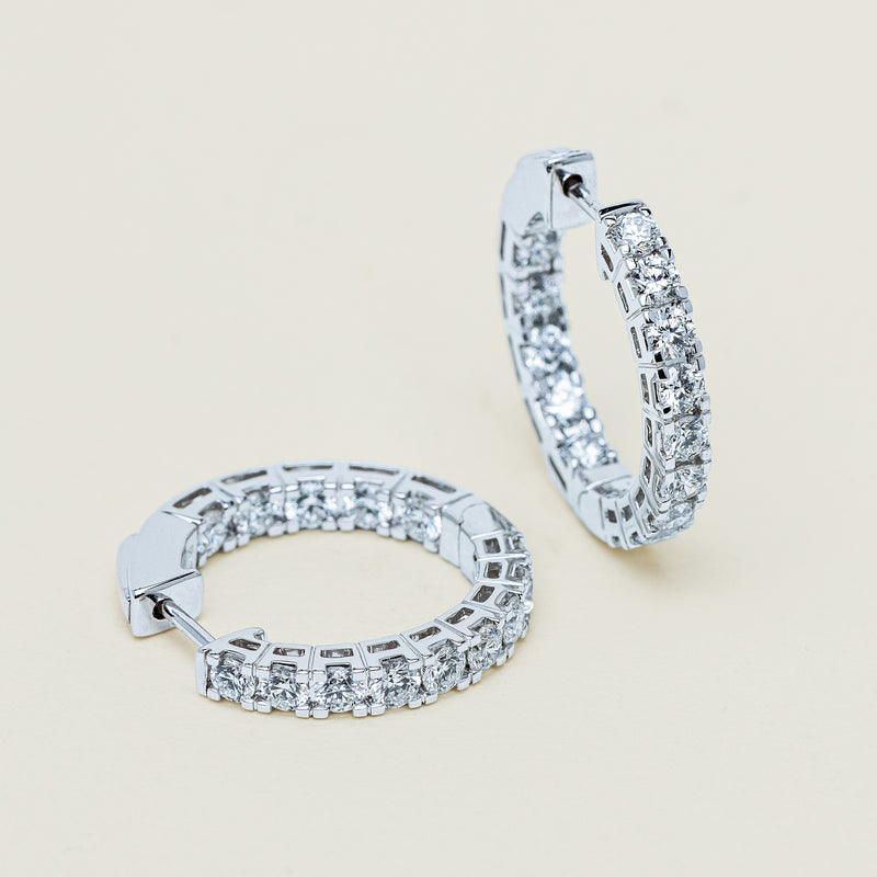 18ct White Gold 2.00ct Diamond Jubilee Hoop Earrings - Earrings - Walker & Hall