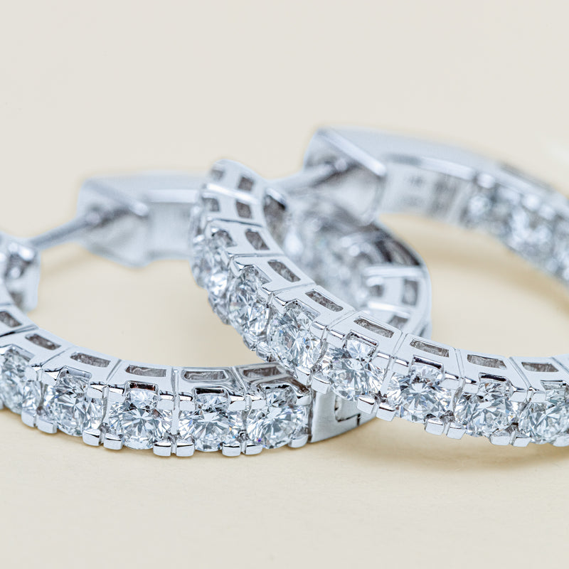 18ct White Gold 2.00ct Diamond Jubilee Hoop Earrings - Earrings - Walker & Hall