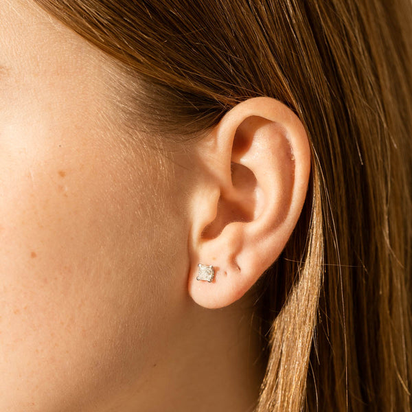 18ct White Gold 1.00ct Princess Cut Diamond Blossom Earrings - Earrings - Walker & Hall