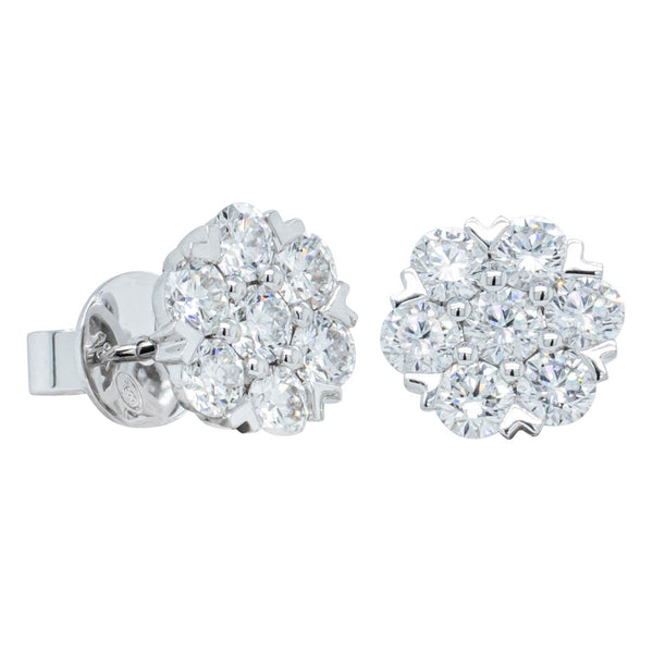 18ct White Gold 2.00ct Diamond Lotus Stud Earrings - Earrings - Walker & Hall