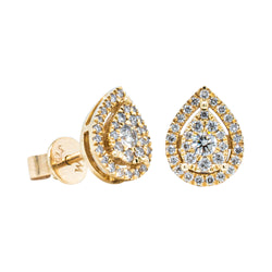 9ct Yellow Gold .33ct Diamond Pear Saturn Stud Earrings - Earrings - Walker & Hall