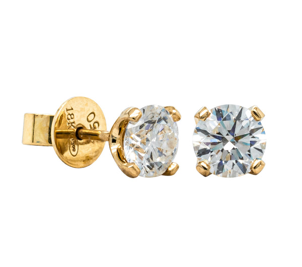 18ct Yellow Gold 1.62ct Diamond Blossom Stud Earrings - Earrings - Walker & Hall