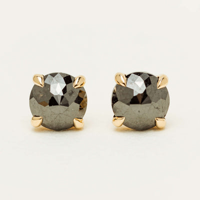18ct Yellow Gold 1.00ct Rose-Cut Black Diamond Stud Earrings - Earrings - Walker & Hall