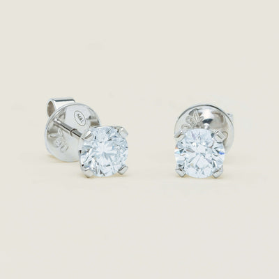 18ct White Gold .60ct D SI2 Diamond Blossom Stud Earrings - Earrings - Walker & Hall