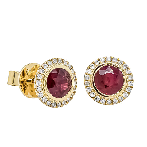 18ct Yellow Gold 1.84ct Ruby & Diamond Isla Earrings - Earrings - Walker & Hall