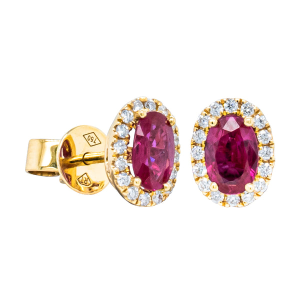 18ct Yellow Gold .92ct Ruby & Diamond Earrings - Earrings - Walker & Hall