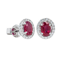18ct White Gold 1.13ct Ruby & Diamond Earrings - Earrings - Walker & Hall